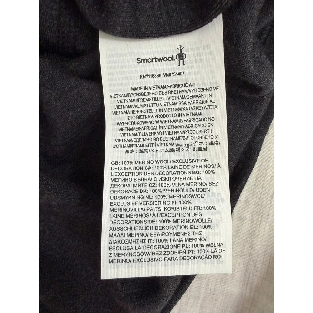 Smartwool Quarter Zip Pullover Base layer Men Large Charcoal Merino Wool